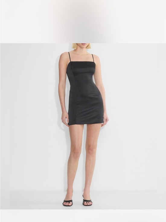 Aritzia Dresses & Skirts - Aritzia Sunday Best Sleek Black Satin Mini Dress